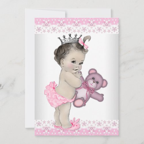 Pink Teddy Bear Princess Baby Shower Invitation