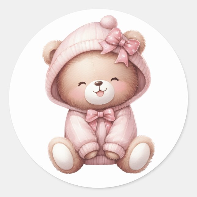 Pink Teddy Bear Stickers (Front)