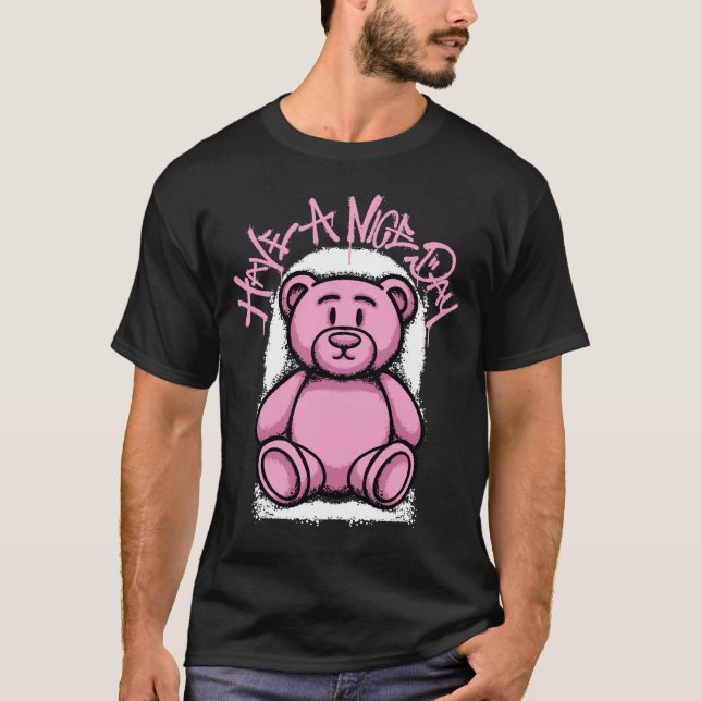 Pink Teddy Bear streetwear T-Shirt (Front)