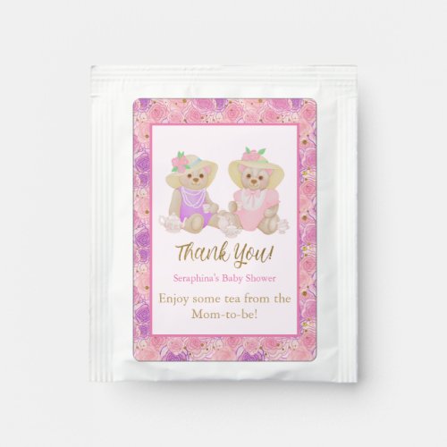 Pink Teddy Bear Tea Party Baby Shower Party Favor Tea Bag Drink Mix