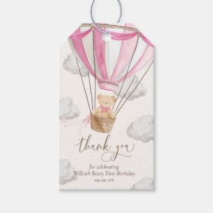 Pink Teddy Bear Thank You Beary First Birthday  Gift Tags