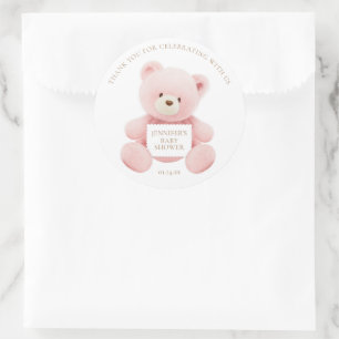 Pink Teddy Bear Thank you Classic Round Sticker