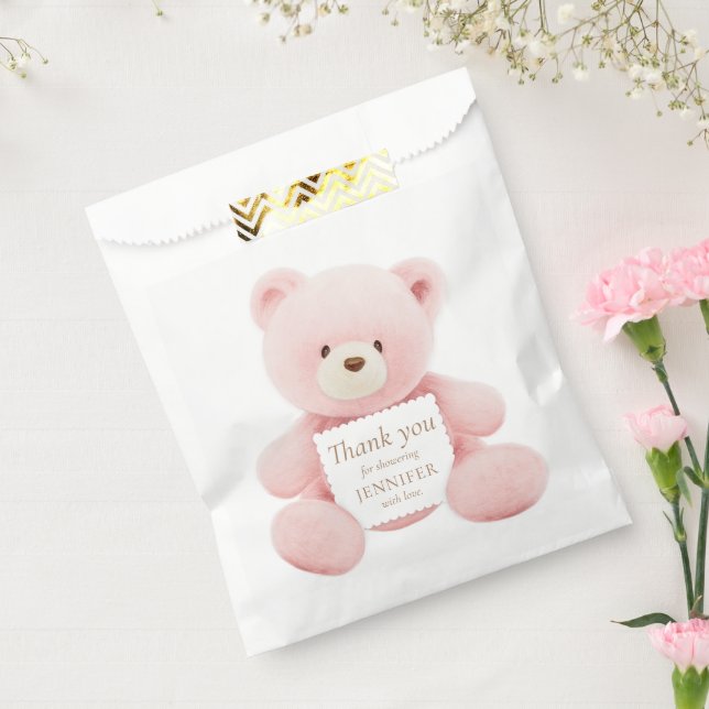 Pink Teddy Bear Thank you Favor Bag (Sealed)
