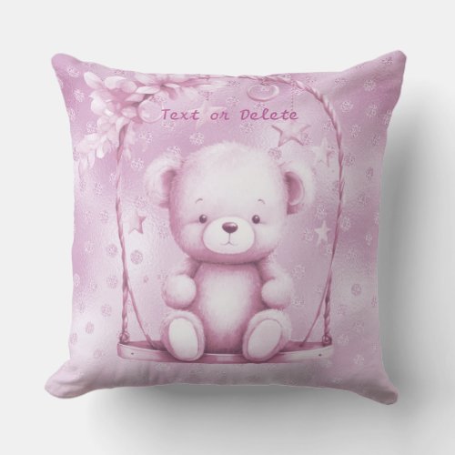 Pink Teddy Bear Throw Pillow