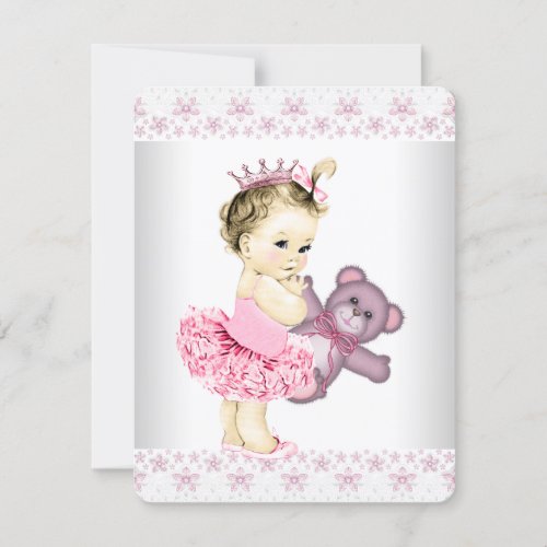 Pink Teddy Bear Tutu Princess Baby Shower Invitation