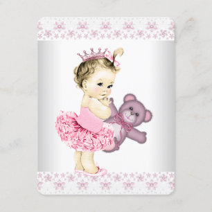 Pink Teddy Bear Tutu Princess Baby Shower Invitation
