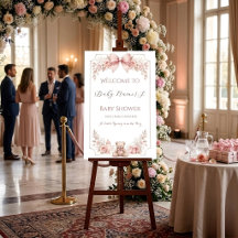 Pink Teddy Bear Welcome Sign