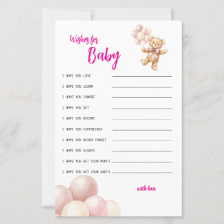 Pink Teddy Bear Wishes for Baby Baby Advice game