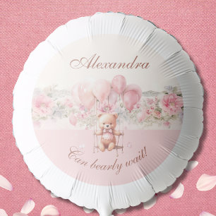 Pink Teddy Bearly Wait Baby Girl Shower Balloon