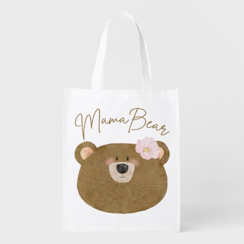 Pink Teddy Bearly Wait Mama Bear Girl Baby Shower Grocery Bag
