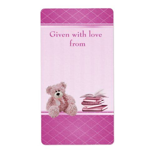 Pink Teddy Bring a Book Baby Shower Bookplates
