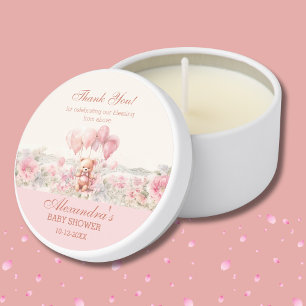 Pink Teddy Girl Christian Baby Shower Thank You Mini Candle Favors