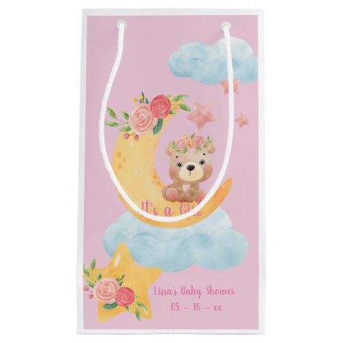 Pink teddy moon its a girl Gift Bag