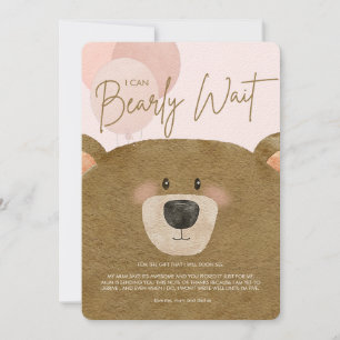 Pink Teddy We Can Bearly Wait Twins Baby Shower Thank You Card