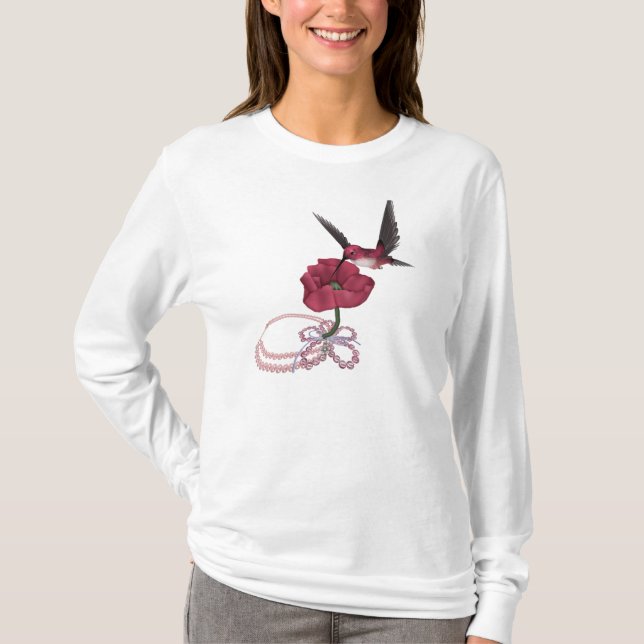 Pink tee-shirt hummingbird T-Shirt (Front)