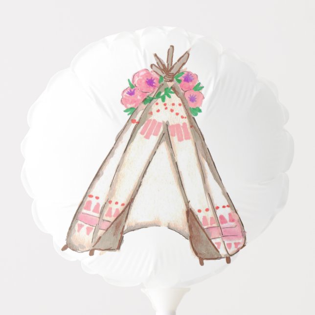 Pink teepee wild one birthday balloon centerpiece (Front)