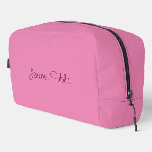 Pink Template Elegant Cute Calligraphy Script Name Dopp Kit