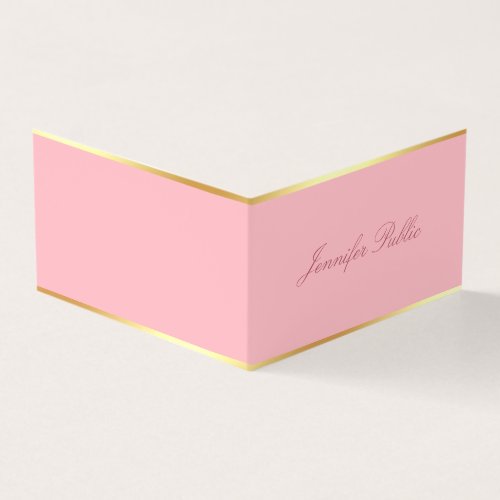 Pink Template Modern Gold Elegant Hand Script Text Business Card