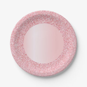 Pink Template Trendy Rose Gold Glitter Modern Paper Plates