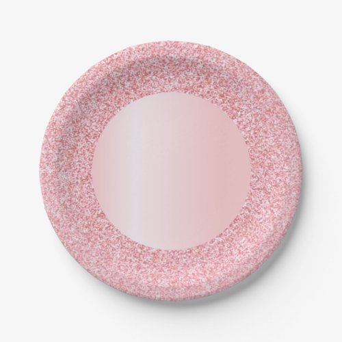 Pink Template Trendy Rose Gold Glitter Modern Paper Plates