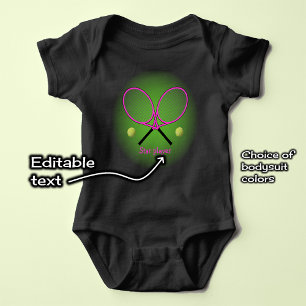 Pink tennis add name or text baby bodysuit