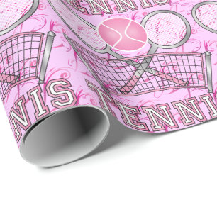Pink Tennis Ball Game Wrapping Paper