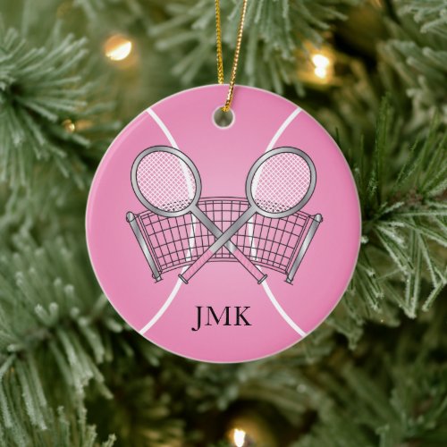 Pink Tennis Ball | Personalize Ceramic Ornament