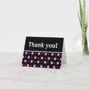 Pink Tennis Balls White Diamond Shape Cute Black Thank You Card