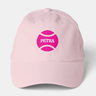 Pink Tennis Cap. Custom sports hat with ball logo