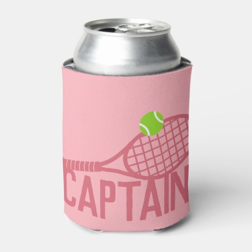 Pink Tennis Captain Personalized  Can Cooler
