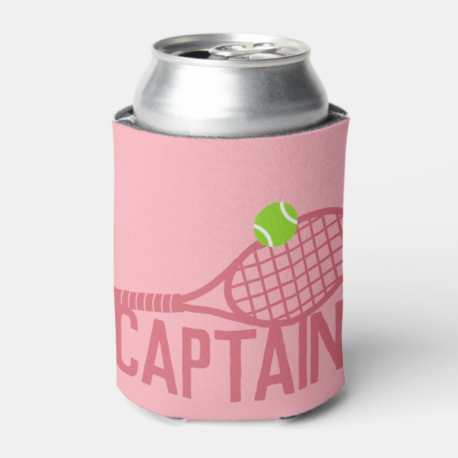 Pink Tennis Captain Personalized  Can Cooler (Can Front)