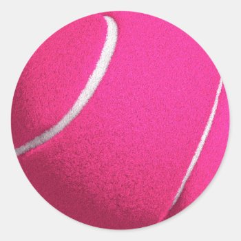 Pink Tennis Classic Round Sticker by BostonRookie at Zazzle