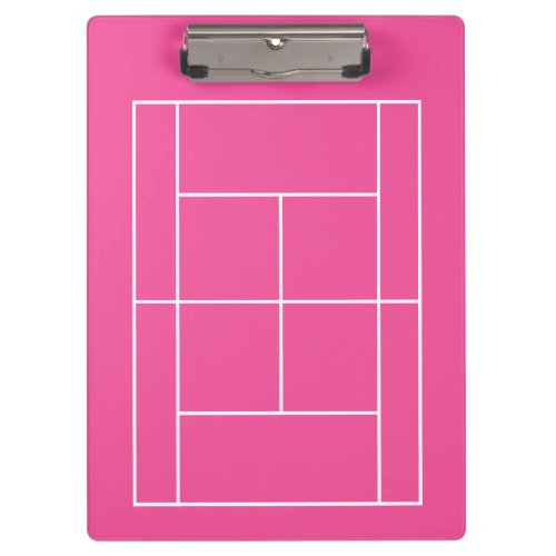 Pink tennis court clipboard for coach or captain