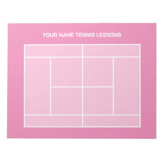 Pink tennis court layout notepad for coaching