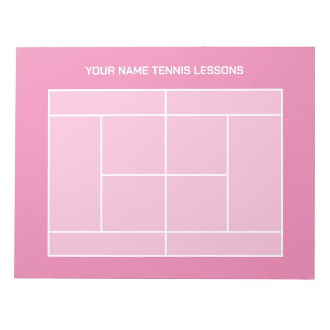 Pink tennis court layout notepad for coaching (Front)