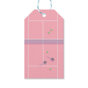 Pink Tennis Court Preppy Modern Tennis Player   Gift Tags