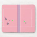 Pink Tennis Court Preppy Modern Tennis Player    Mouse Pad<br><div class="desc">Personalized classic tennis court design in pink with classic, chic, preppy & elegant tennis rackets and green tennis balls. Simple, minimalist gift for your tennis coach or tennis team. Personalized Gift for a tennis player. Pink tennis court illustration. Trendy tennis players home decor. Trendy modern tennis player gifts. Cool retro...</div>