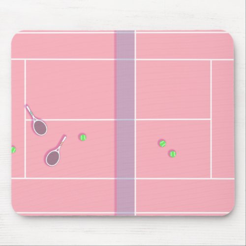 Pink Tennis Court Preppy Modern Tennis Player    Mouse Pad