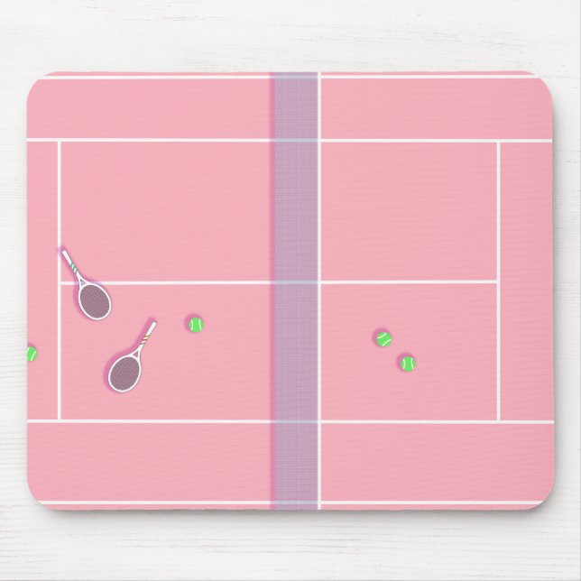 Pink Tennis Court Preppy Modern Tennis Player    Mouse Pad (Front)