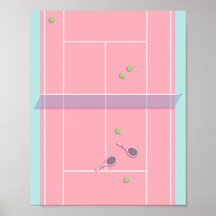 Pink Tennis Court Preppy Modern Tennis Player Poster