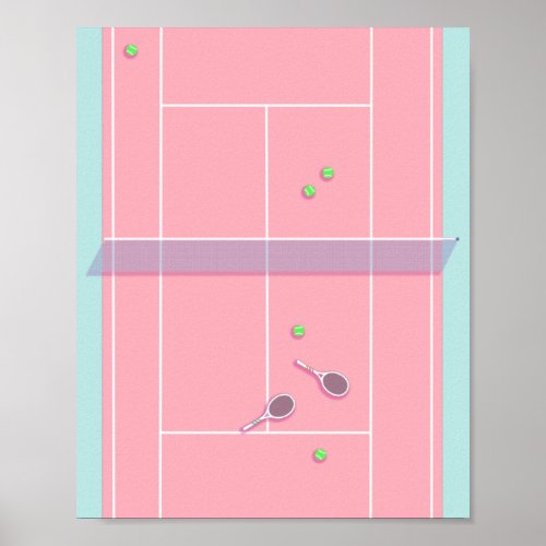 Pink Tennis Court Preppy Modern Tennis Player Poster