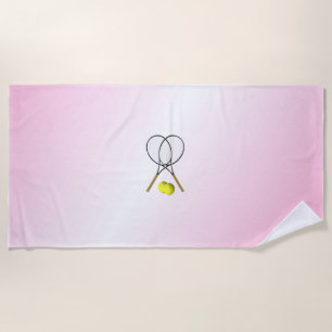 Pink Tennis Design Beach Towel