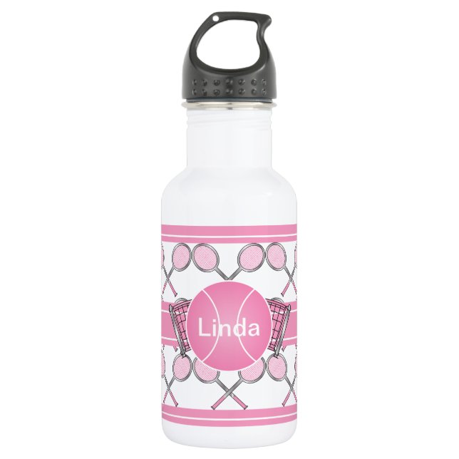 Pink Tennis Design | DIY Name Water Bottle (Front)