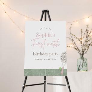 Pink Tennis First Birthday Party Preppy Classic  Foam Board