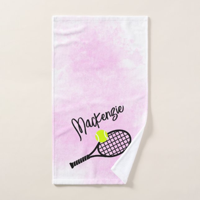 Pink Tennis Fun Girly Funky Tie Dye Hand Towel (Hand Towel)