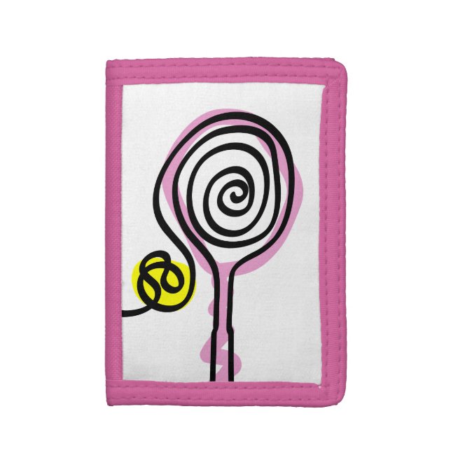 Pink tennis racket and ball wallet for girls (Front Vertical)