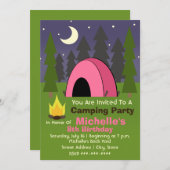 Pink Tent Camping Birthday Party Invitation (Front/Back)