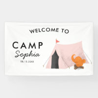 Pink Tent Camping Birthday Party Welcome