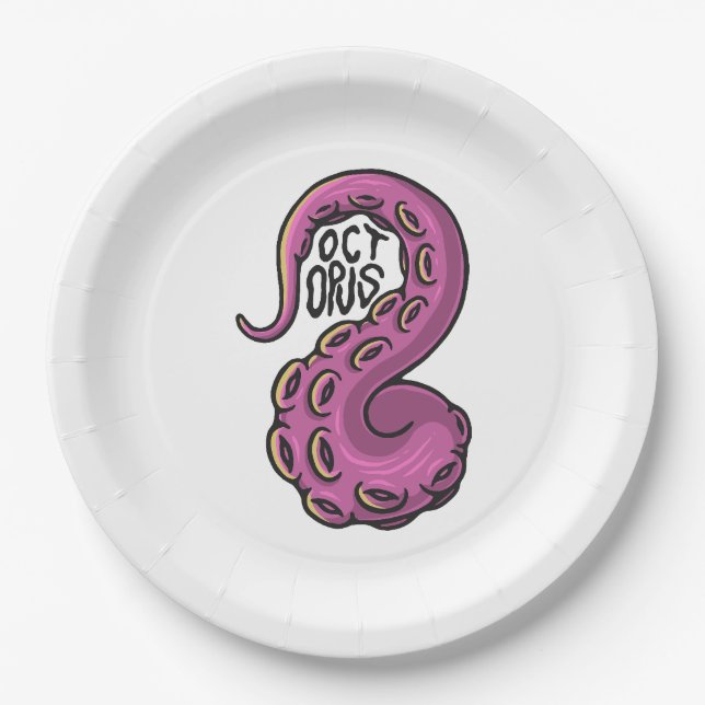 Pink Tentacle Paper Plates (Front)