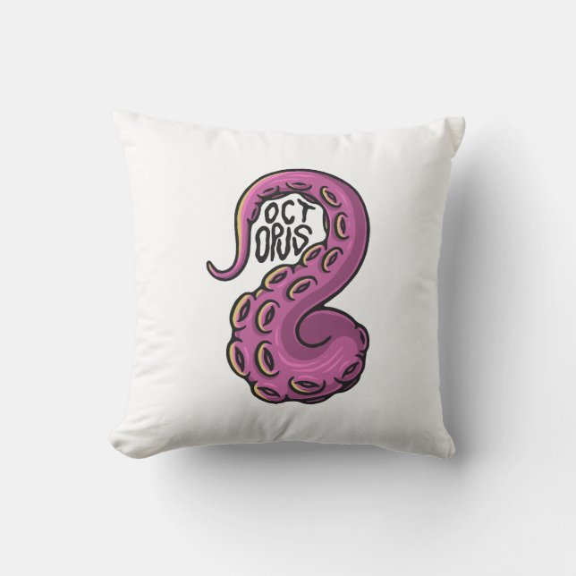 Pink Tentacle Throw Pillow (Front)